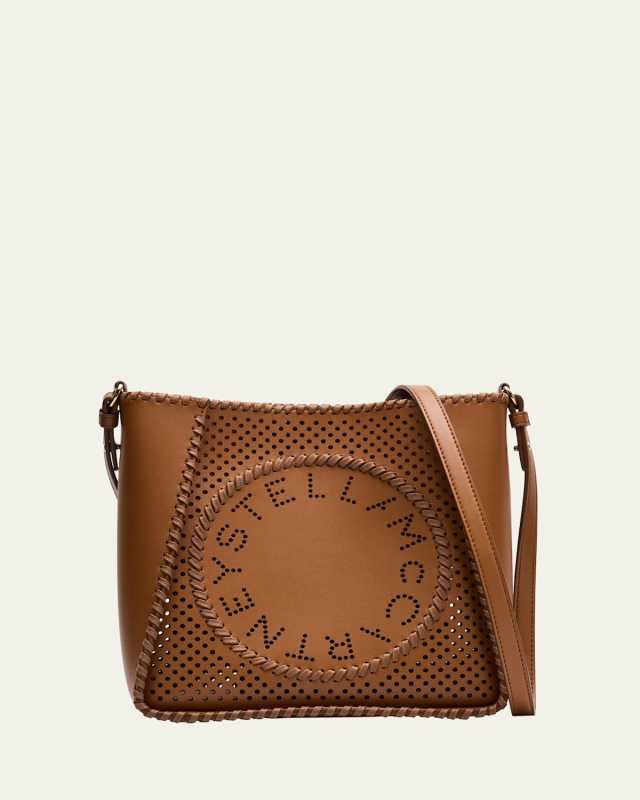 Logo Perforated Vegan Leather Crossbody Bag